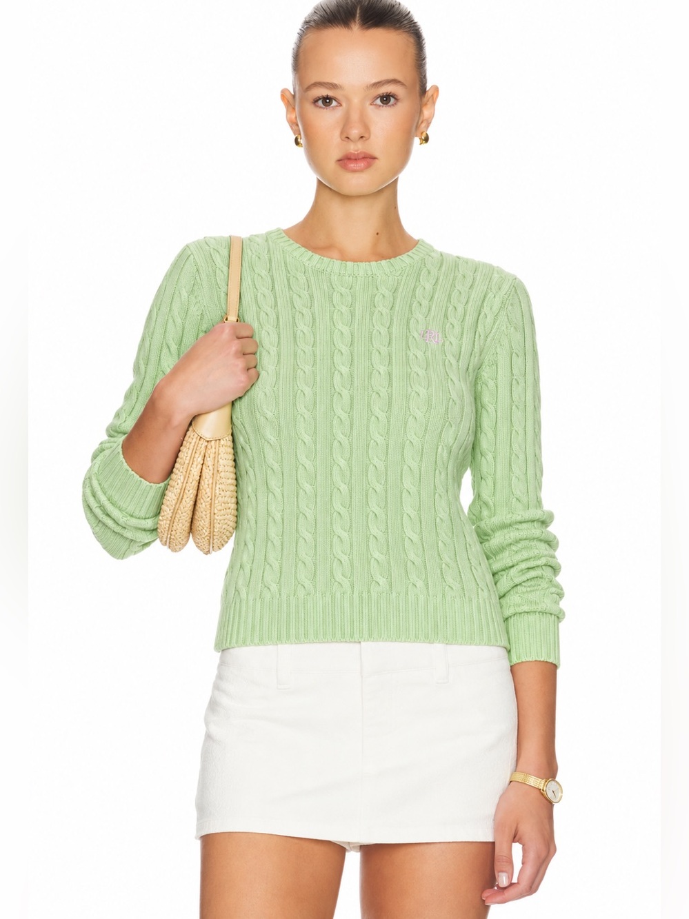 Lauren Ralph Lauren Cable Knit LRL Embroidered Sweater